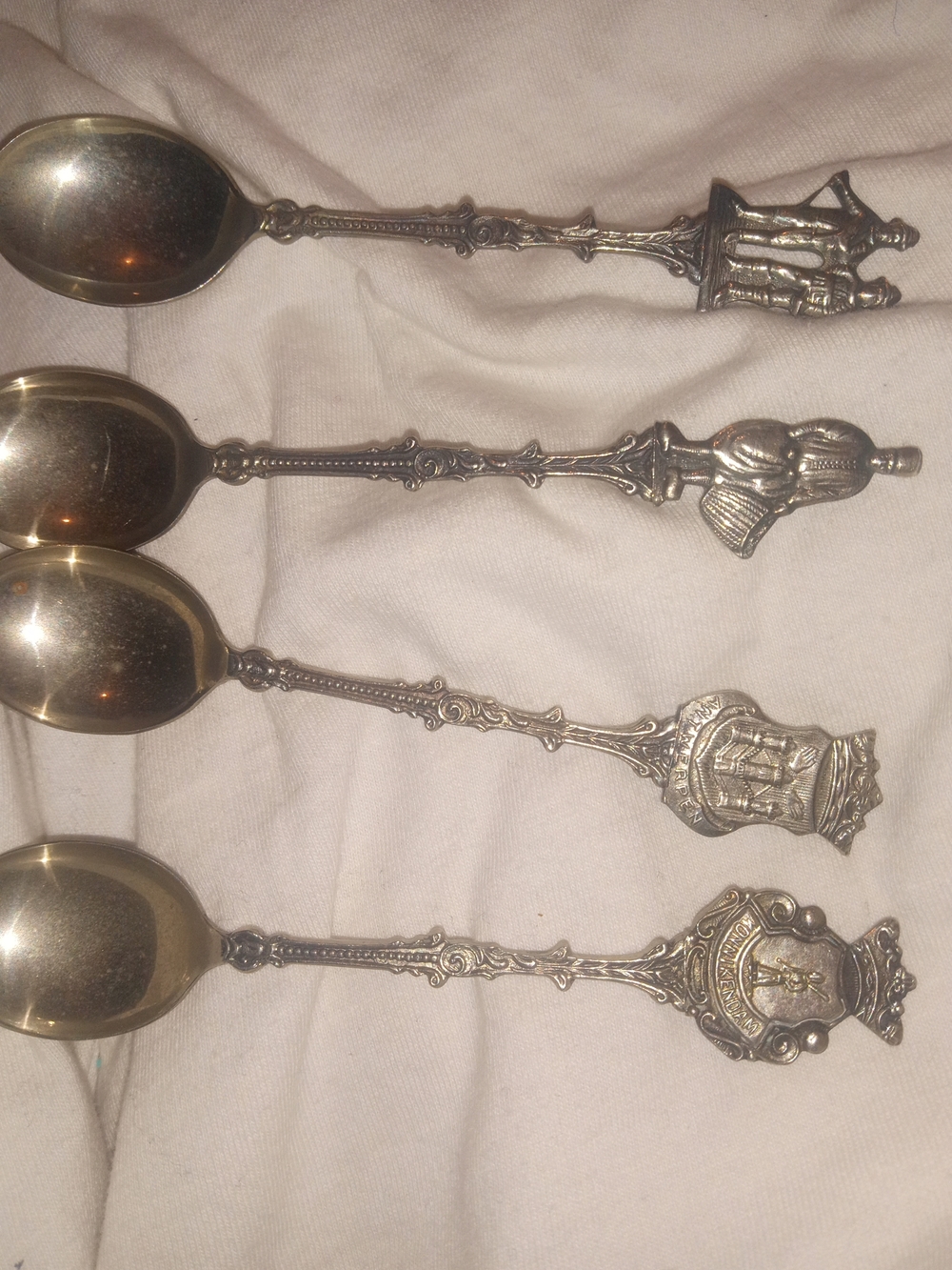 Vintage Decorative Silver-Tone Collectible Spoons - Set of 4